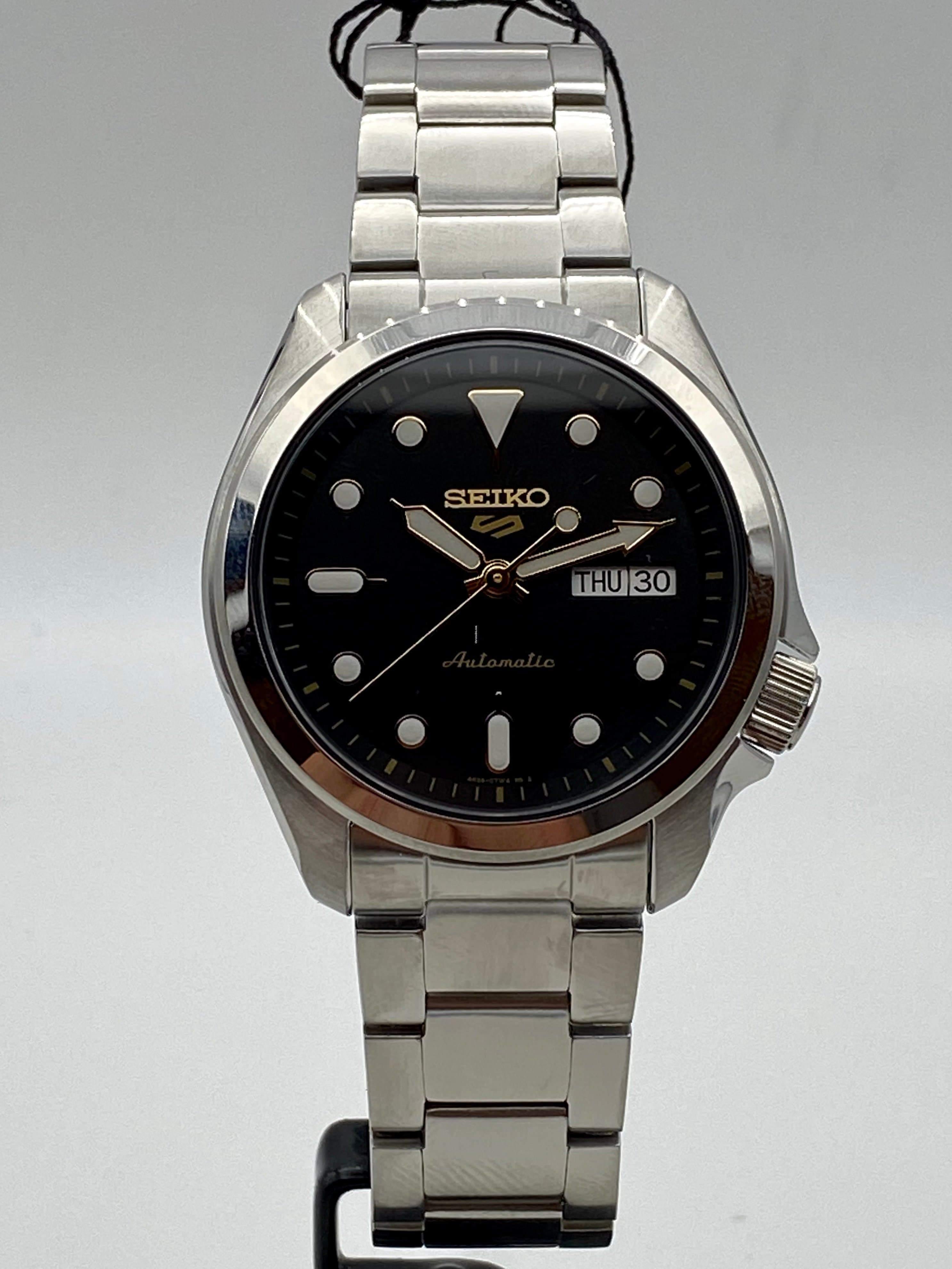 Seiko 5 Sports 100M Automatic Men's Watch Black Dial Gold Accents SRPE57K1 - Prestige