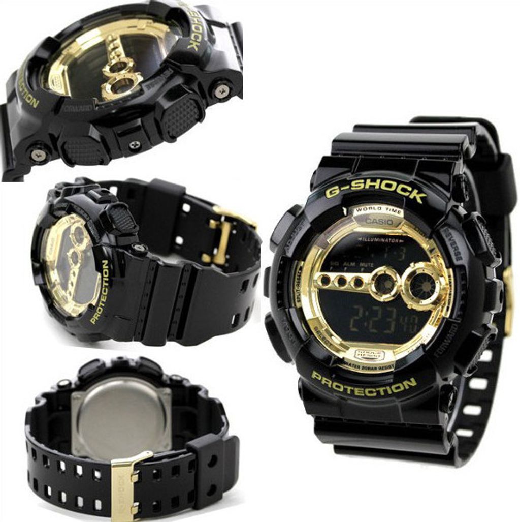 Casio G-Shock Big Case Digital Black x Gold Dial Watch GD100GB-1DR - Prestige