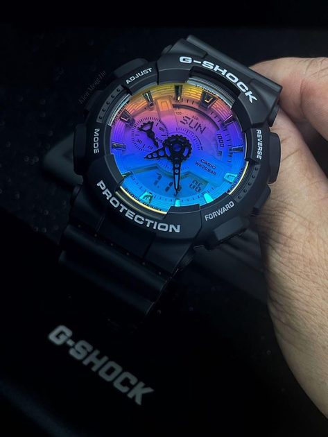 Casio G-Shock Anadigi Rainbow Vapor Dial Black Watch Casio GA110SR-1ADR - Prestige