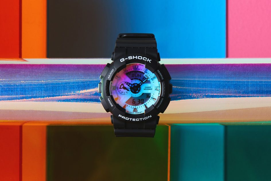 Casio G-Shock Anadigi Rainbow Vapor Dial Black Watch Casio GA110SR-1ADR - Prestige