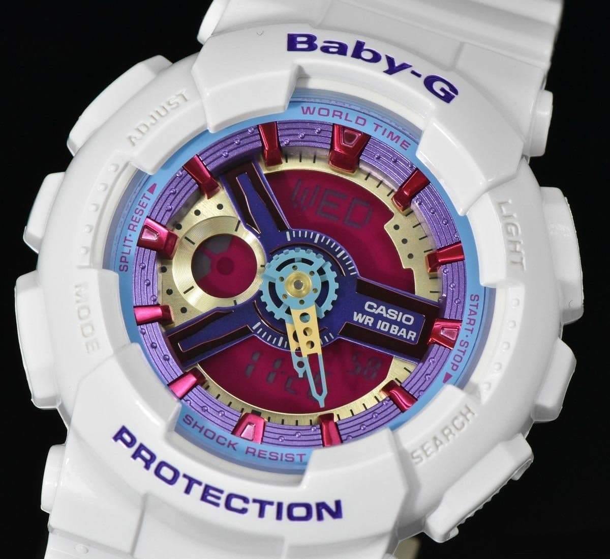 Casio Baby-G BA110 Series Anadigi Neon Color White x Multicolor Dial Watch BA112-7ADR - Prestige