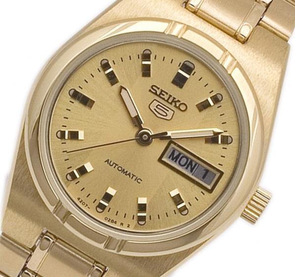 Seiko 5 Classic Gold Dial Couple's Gold Plated Stainless Steel Watch Set SNKK20K1+SYM600K1 - Prestige