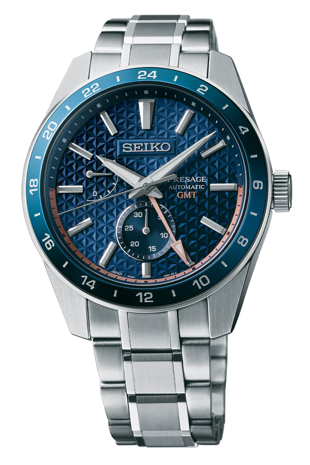 Seiko Japan Made Presage Sharp Edged Series Aitetsu Blue GMT Men's Stainless Steel Watch SPB217J1 - Prestige