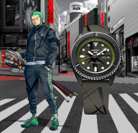 Seiko 5 Sports 100M One Piece x Zoro LE Automatic Men's Watch Green Dial Rubber SRPH67K1 - Prestige