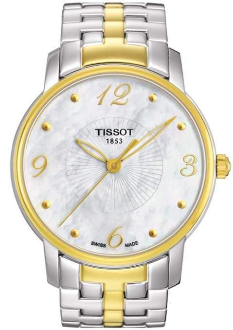 Tissot Swiss Made T-Round 2 Tone Gold Plated Ladies' MOP Watch T052.210.22.117.00 - Prestige