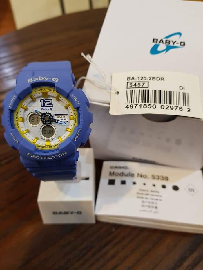 Casio Baby-G BA120 Analog-Digital Navy Blue x Yellow Accents White Dial Watch BA120-2BDR - Prestige