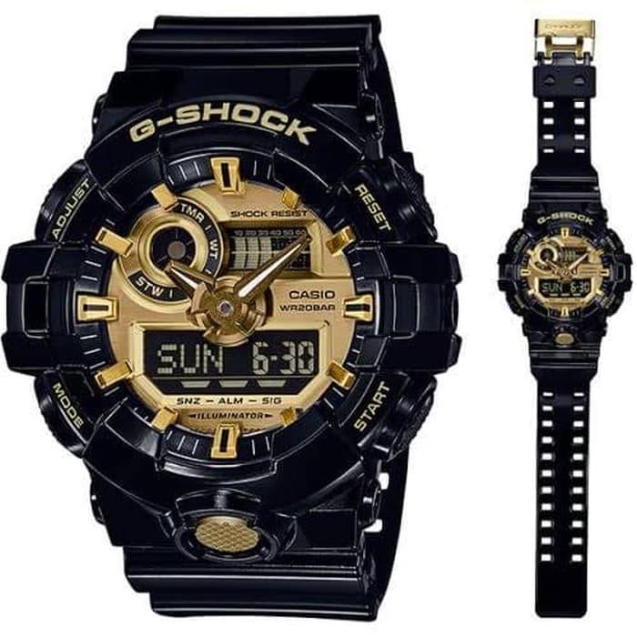 Casio G-Shock Analog-Digital Black x Gold Dial Watch GA710GB-1ADR - Prestige