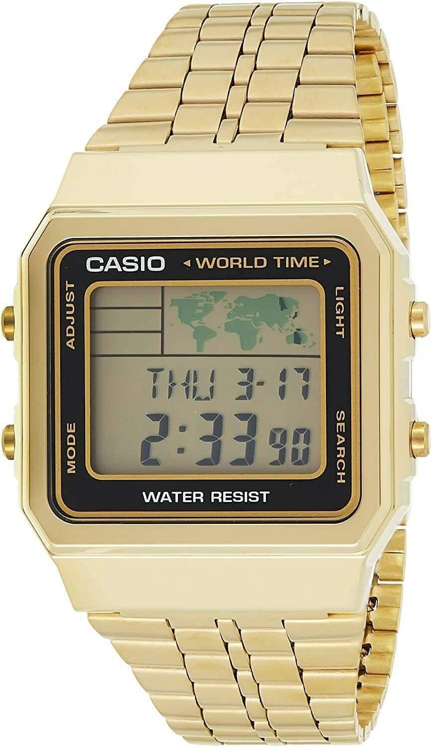 Casio Classic A-500WGA World Map Gold Watch - Prestige