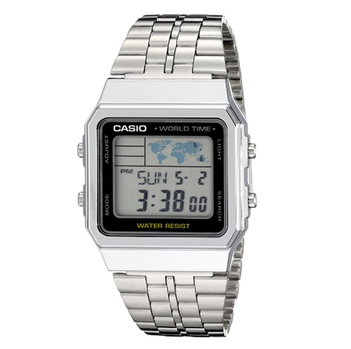 Casio Classic A-500WA World Map Silver Digital Watch - Prestige