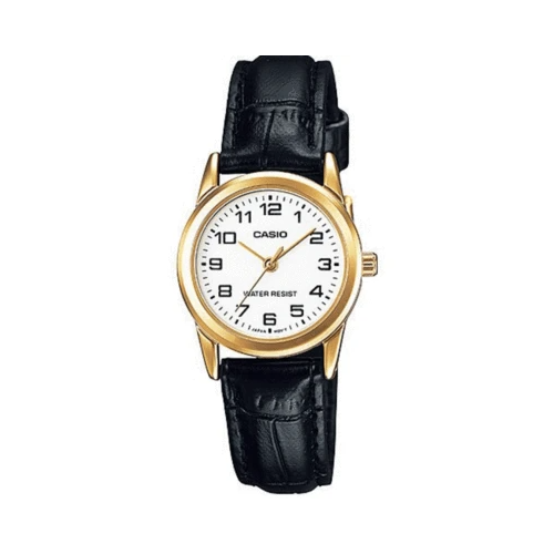 Casio LTP-V001GL-7BUDF Black Leather Watch for Women - Prestige