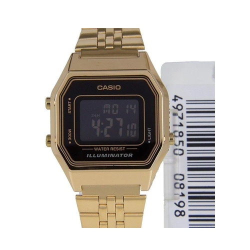 Casio Vintage LA-680WGA-1BDF Gold Plated Watch for Women - Prestige