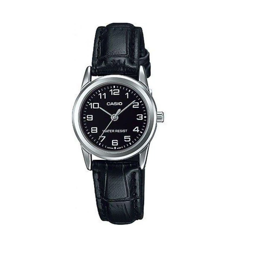Casio LTP-V001L-1BUDF Black Leather Watch for Women - Prestige