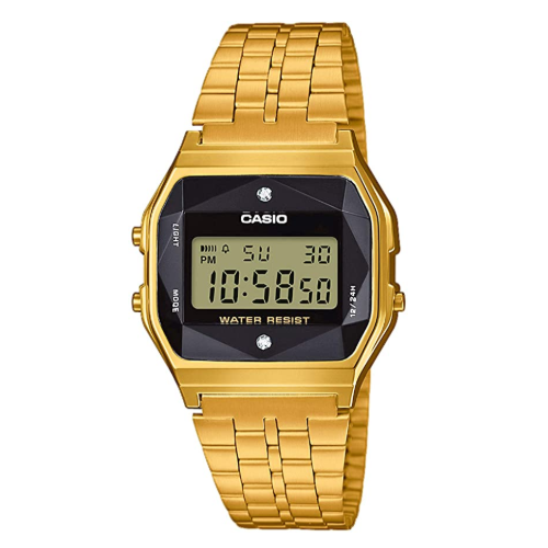 Casio Classic A159WGED-1DF Gold Stainless Steel Diamond Digital Watch - Prestige