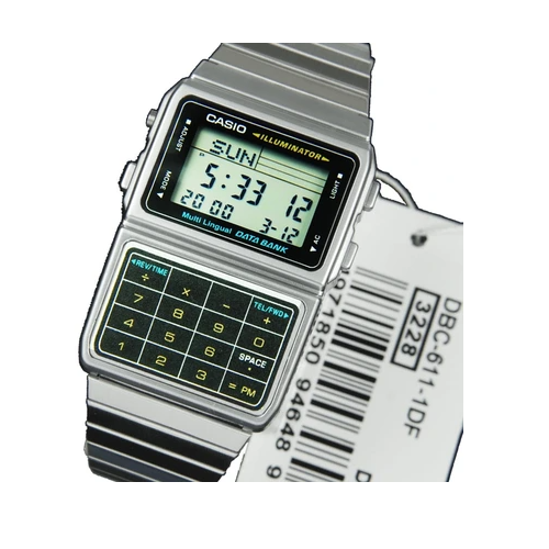Casio DBC-611-1DF Silver Stainless Calculator Watch for Men and Women - Prestige