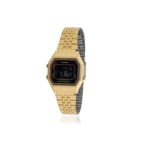 Casio Vintage LA-680WGA-1BDF Gold Plated Watch for Women - Prestige