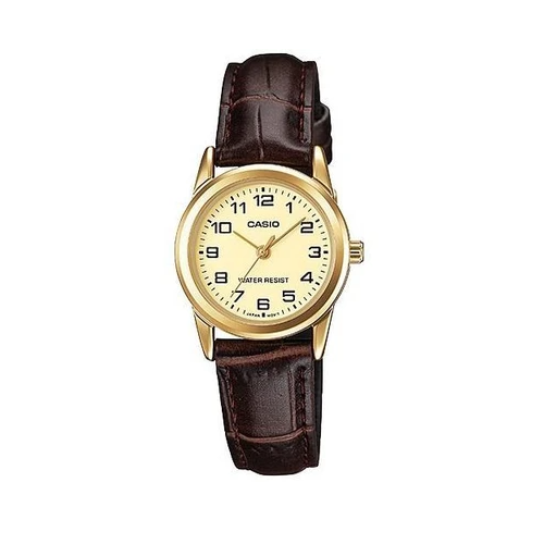 Casio LTP-V001GL-9BUDF Brown Leather Watch for Women - Prestige