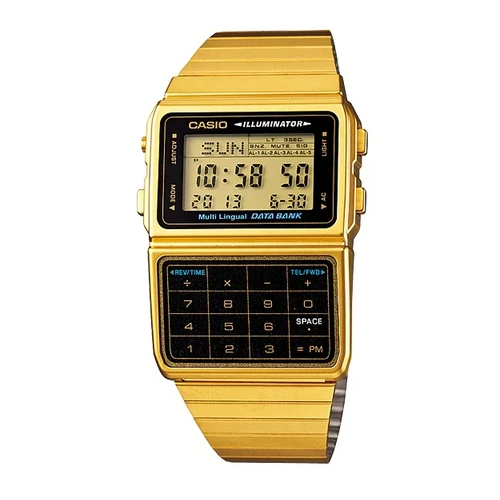 Casio DBC-611G-1DF Gold Plated Calculator Watch For Men and Women - Prestige