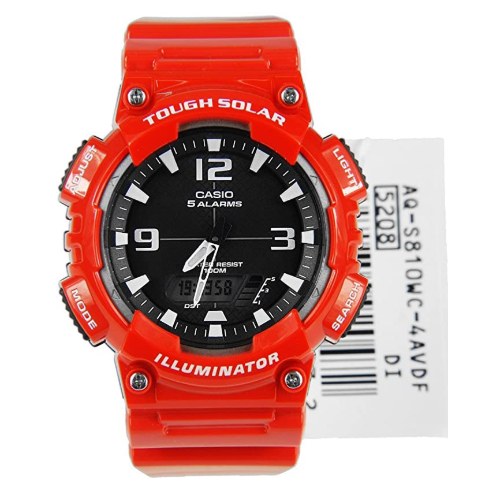 Casio Tough Solar Analog-Digital AQ-5810WC-4AVDF Red Watch - Prestige