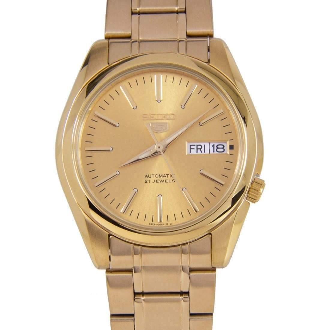 Seiko 5 Classic Men's Size Gold Dial & Plated Stainless Steel Strap Watch SNKL48K1 - Prestige