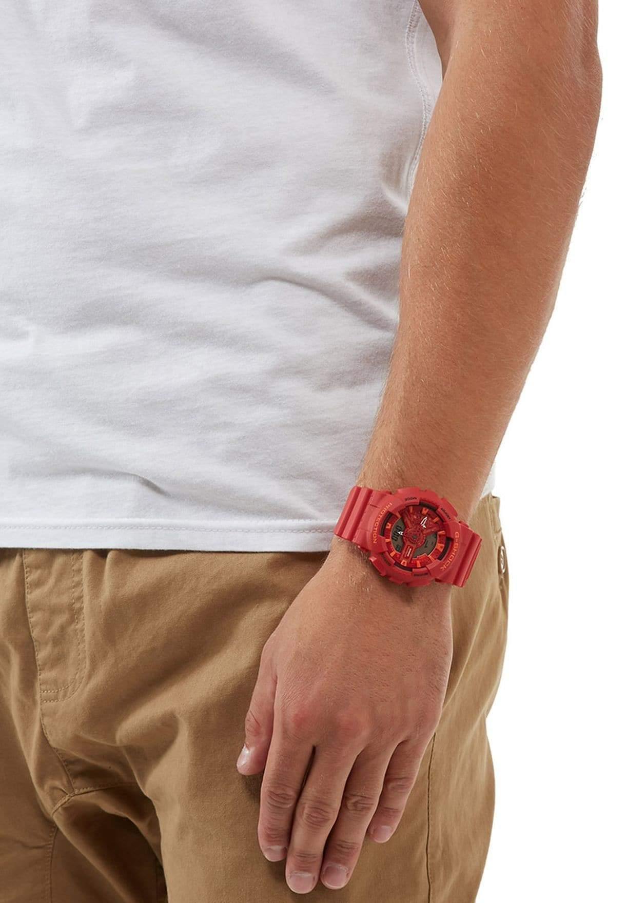 Casio G-Shock GA110 X-Large Special Color Lava Red x Orange Accents Lobster Watch GA110AC-4ADR - Prestige