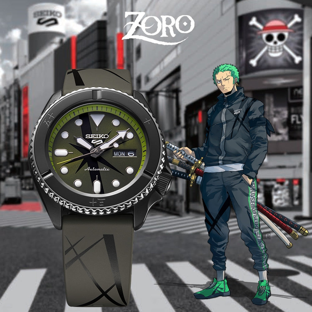 Seiko 5 Sports 100M One Piece x Zoro LE Automatic Men's Watch Green Dial Rubber SRPH67K1 - Prestige