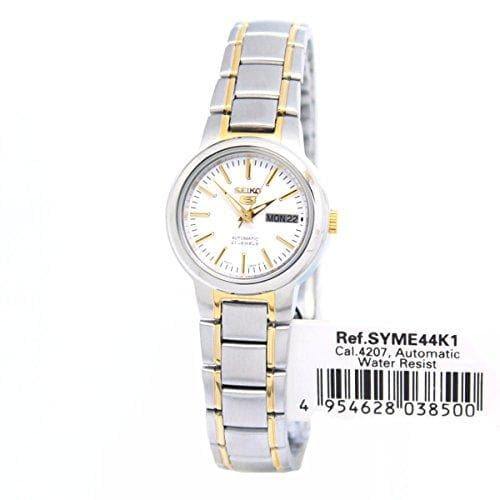 Seiko 5 Classic Ladies Size White Dial 2 Tone Gold Plated Stainless Steel Strap Watch SYME44K1 - Prestige