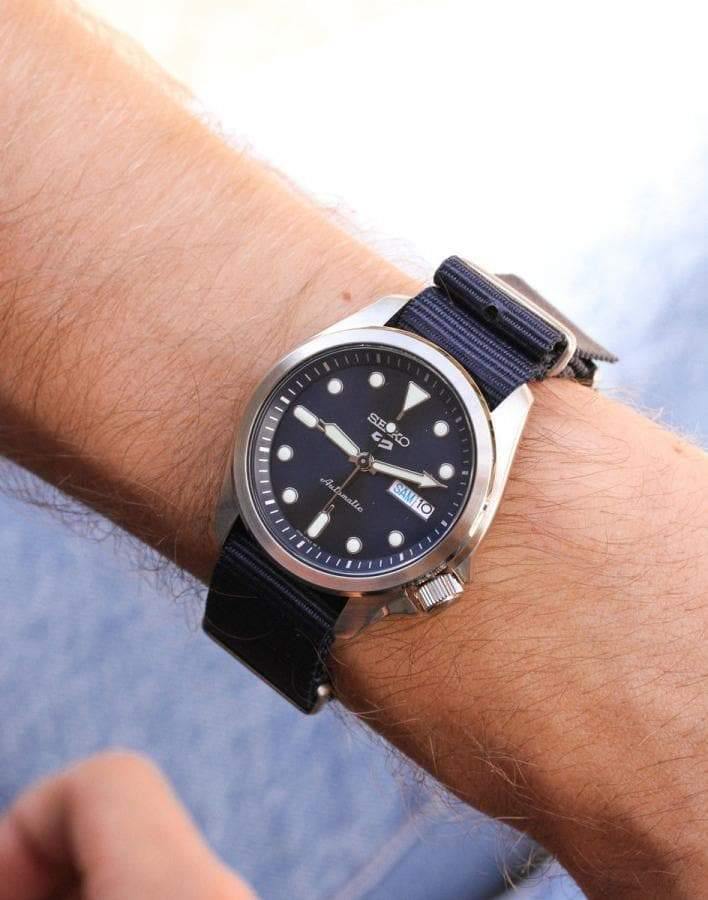 Seiko 5 Sports 100M Automatic Men's Watch All Navy Blue Nylon Strap SRPE63K1 - Prestige