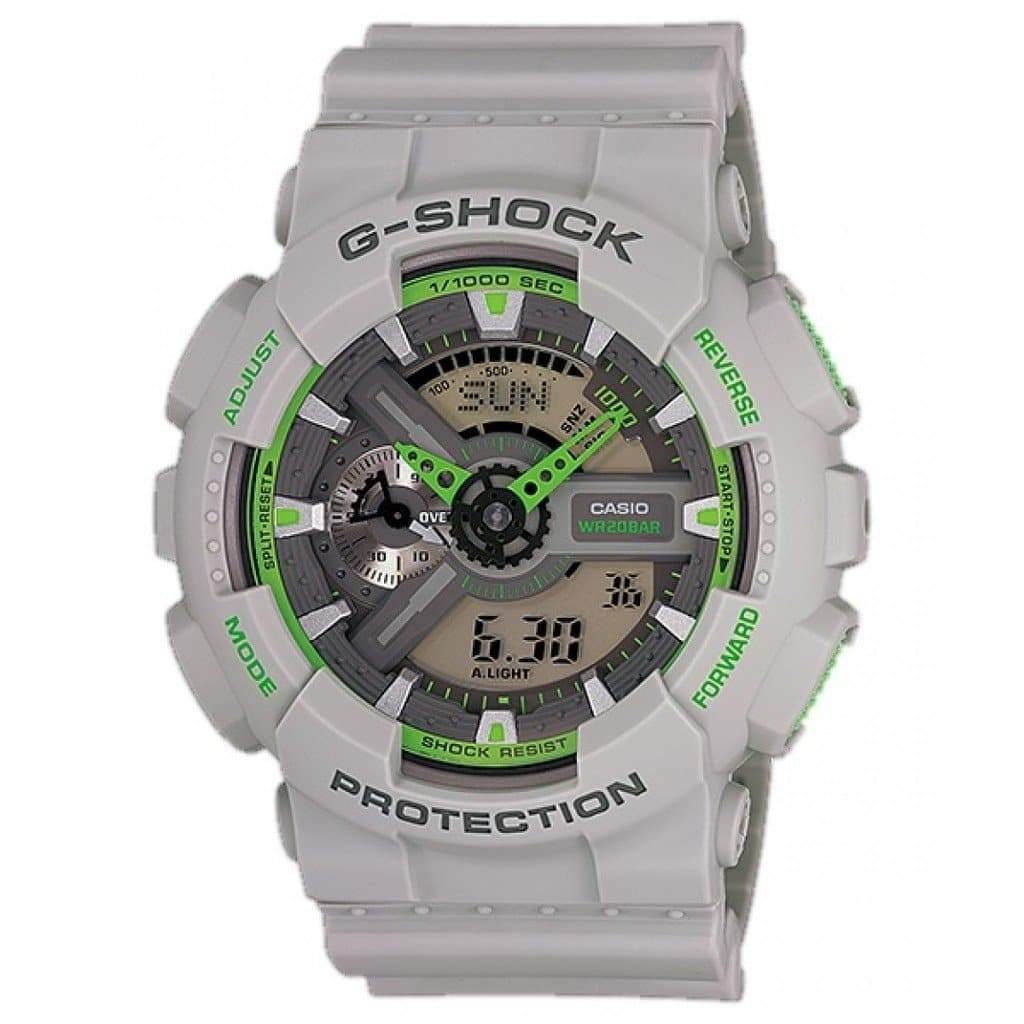 Casio G-Shock GA110 Series Anadigi Neon Color Dr. Doom Grey Hulk Watch GA110TS-8A3DR - Prestige