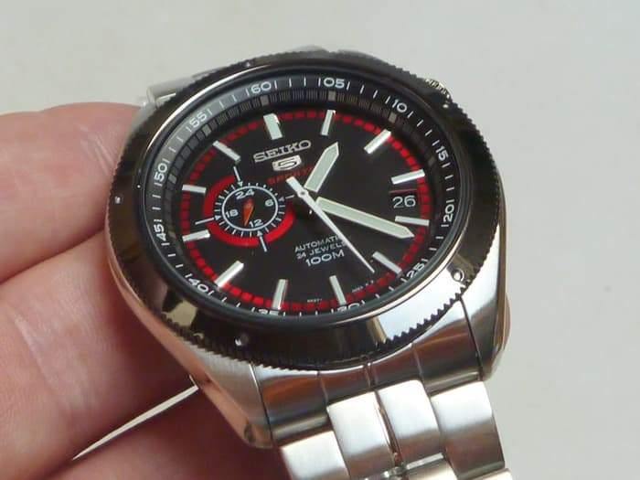Seiko 5 Sports 100M 24 Hour Sub-Dial Red Men's Stainless Steel Strap Watch SSA069K1 - Prestige