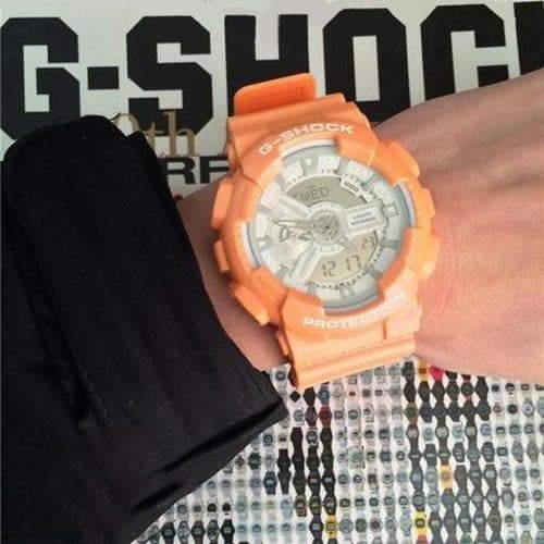 Casio G-Shock GA110 Series Anadigi Neon Color Melon Orange Watch GA110SG-4ADR - Prestige