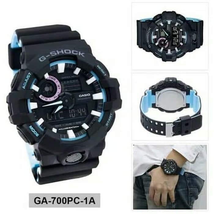 Casio G-Shock Special Color Model Black x Baby Blue x Pink Accents Watch GA700PC-1ADR - Prestige