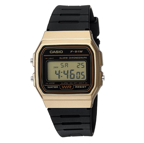 Casio F-91WM Gold Case Black Resin Digital Watch - Prestige
