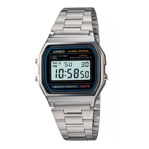 Casio A158WA-1DF Stainless Steel Resin Strap Watch - Prestige