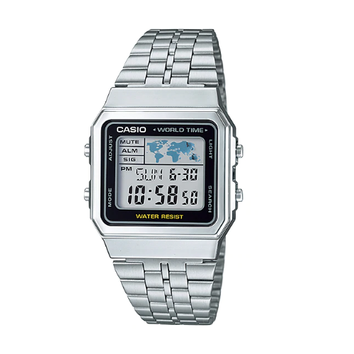 Casio A500WA-1DF Stainless Steel Resin Strap Watch - Prestige