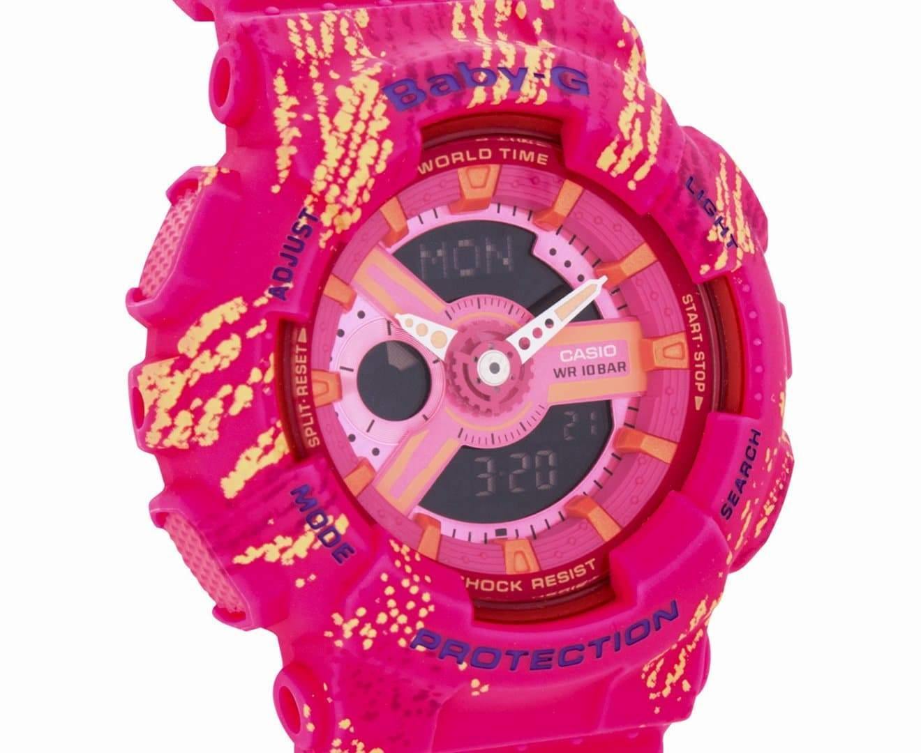 Casio Baby-G BA110 Tandem Series Anadigi Neon Pink x Multicolor Watch BA110TX-4ADR - Prestige