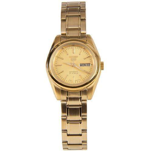 Seiko 5 Classic Gold Dial Couple's Gold Plated Stainless Steel Watch Set SNKL48K1+SYMK20K1 - Prestige
