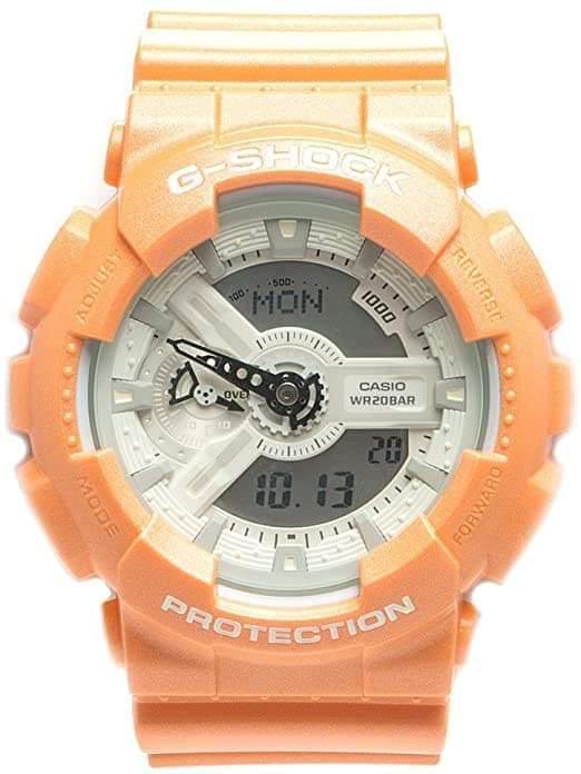 Casio G-Shock GA110 Series Anadigi Neon Color Melon Orange Watch GA110SG-4ADR - Prestige