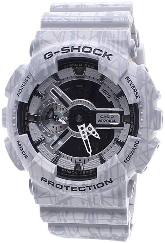 Casio G-Shock GA110 X-Large Slash Pattern Series Black Dial Grey Watch GA110SL-8ADR - Prestige