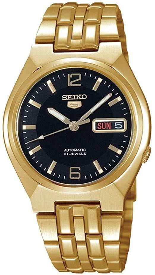 Seiko 5 Classic Men's Size Black Dial Gold Plated Stainless Steel Strap Watch SNKL66K1 - Prestige