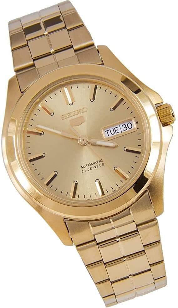 Seiko 5 Classic Men's Size Gold Dial & Plated Stainless Steel Strap Watch SNKK98K1 - Prestige