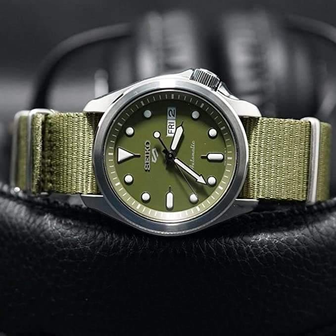 Seiko 5 Sports 100M Automatic Men's Watch Military All Green Nylon Strap SRPE65K1 - Prestige