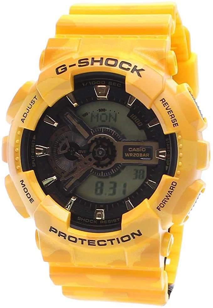Casio G-Shock GA110 Series Anadigi Military Color Yellow Camo Watch GA110CM-9AER - Prestige