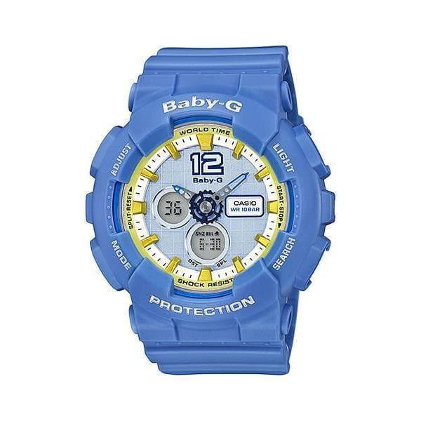 Casio Baby-G BA120 Analog-Digital Navy Blue x Yellow Accents White Dial Watch BA120-2BDR - Prestige