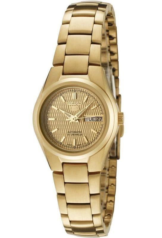 Seiko 5 Classic Gold Dial Couple's Gold Plated Stainless Steel Watch Set SNK610K1+SYMC18K1 - Prestige