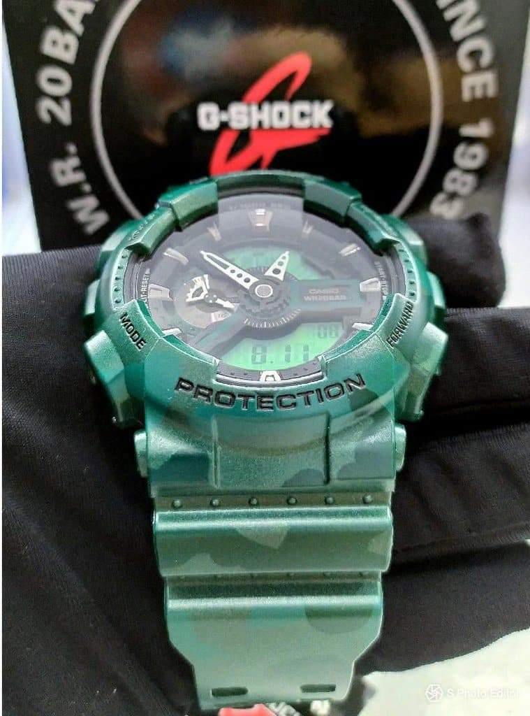 Casio G-Shock GA110 Series Military Green Camo Black Dial Watch GA110CM-3ADR - Prestige