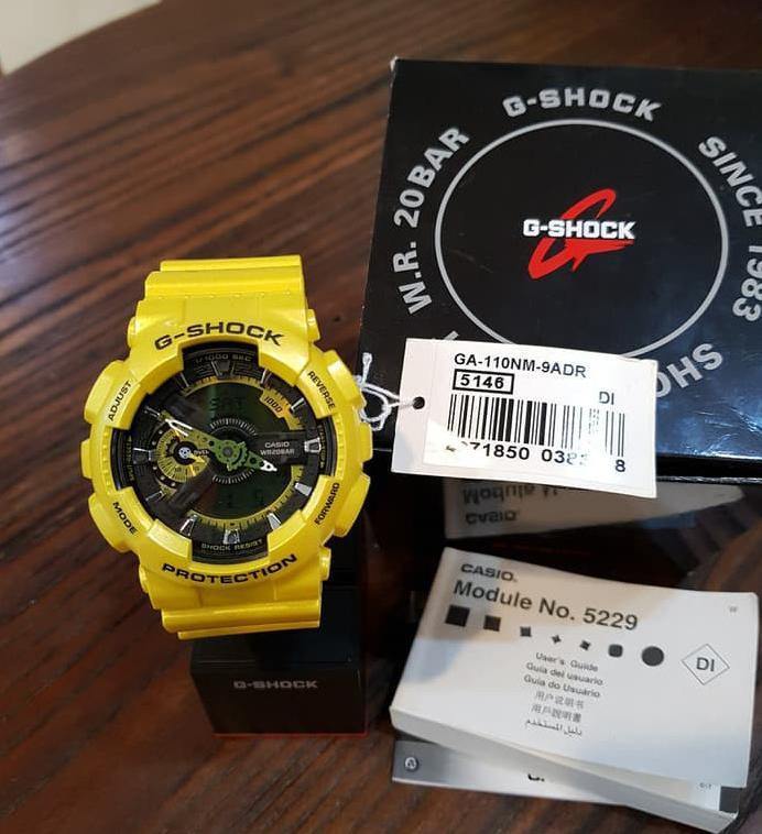 Casio G-Shock GA110 Neo Metallic Series Anadigi Standard Color Yellow Watch GA110NM-9ADR - Prestige
