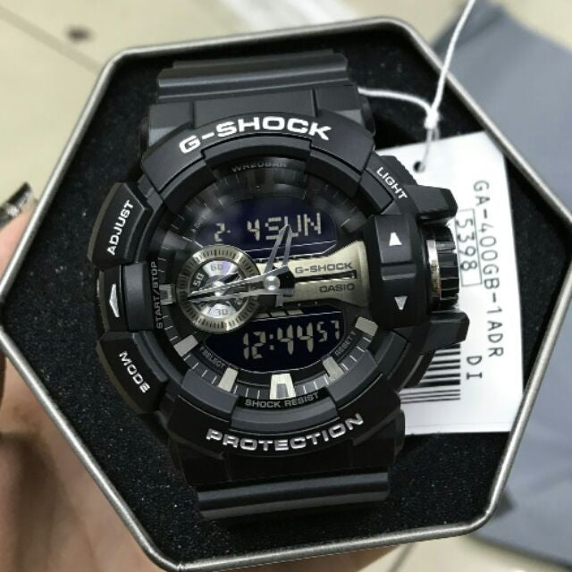 Casio G-Shock Big Case Analog-Digital Black x Silver Tone Watch GA400GB-1ADR - Prestige