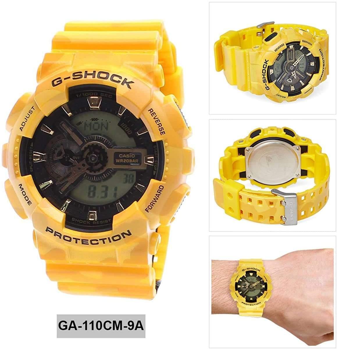 Casio G-Shock GA110 Series Anadigi Military Color Yellow Camo Watch GA110CM-9AER