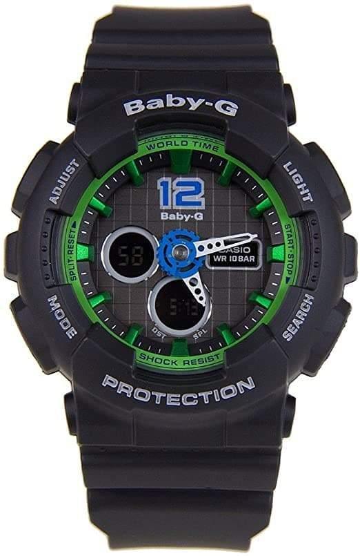 Casio Baby-G BA120 Analog-Digital Black x Green x Blue Accents Watch BA120-1BDR - Prestige