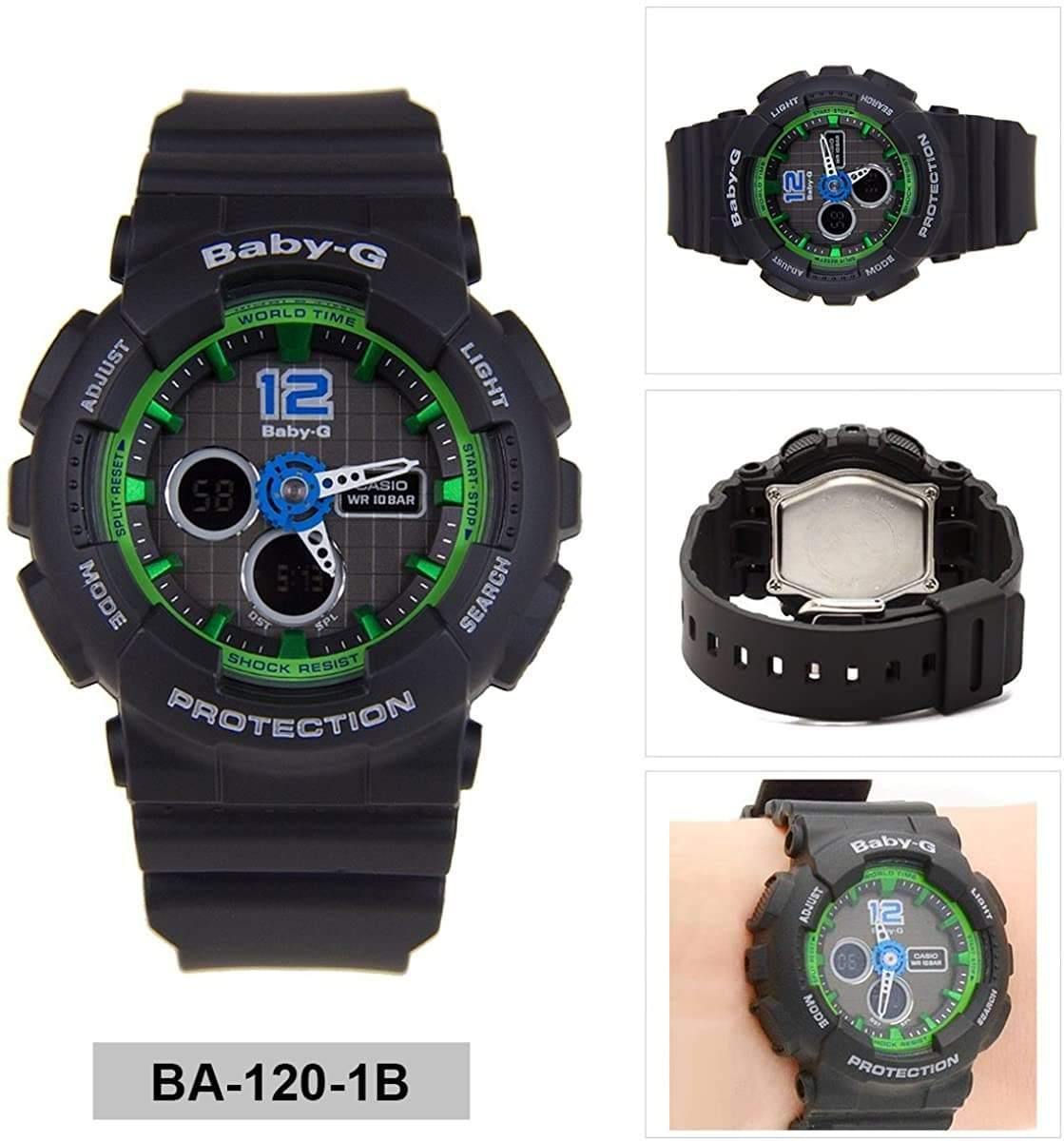 Casio Baby-G BA120 Analog-Digital Black x Green x Blue Accents Watch BA120-1BDR - Prestige